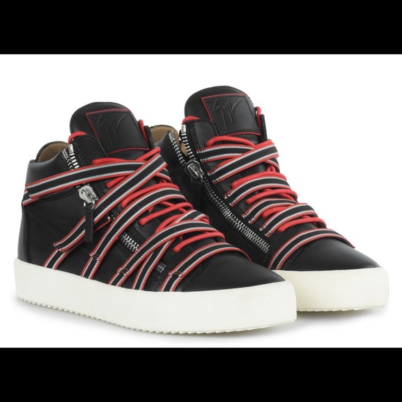 giuseppe zanotti NIB red/blk multi strap midtops - Picture 2 of 13